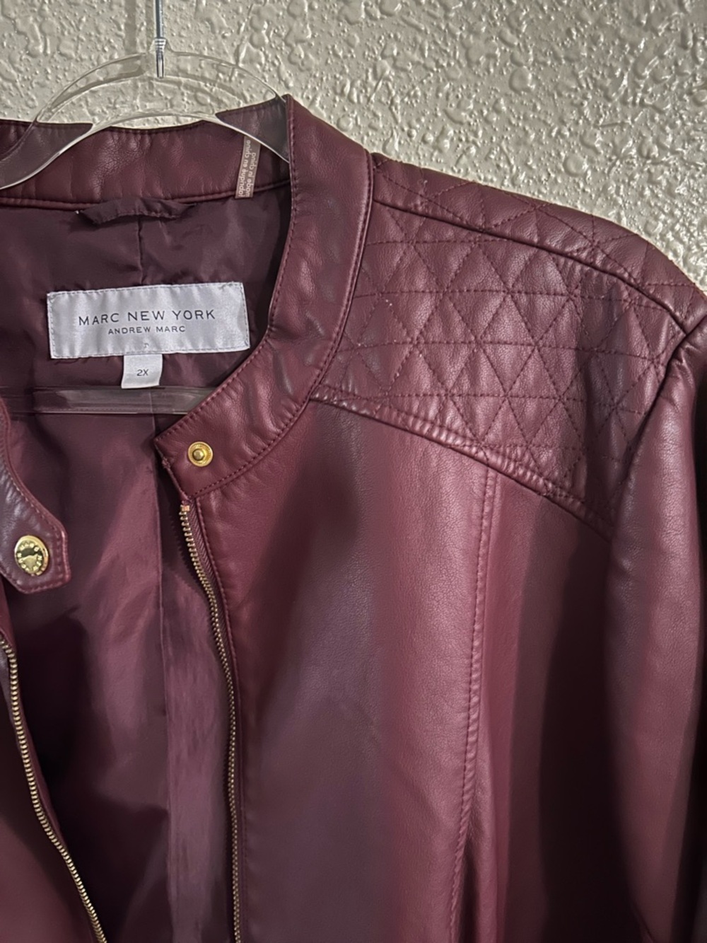Vintage Marc New York Women's Burgundy Leather Jacket 2XL - Picture 3 of 6